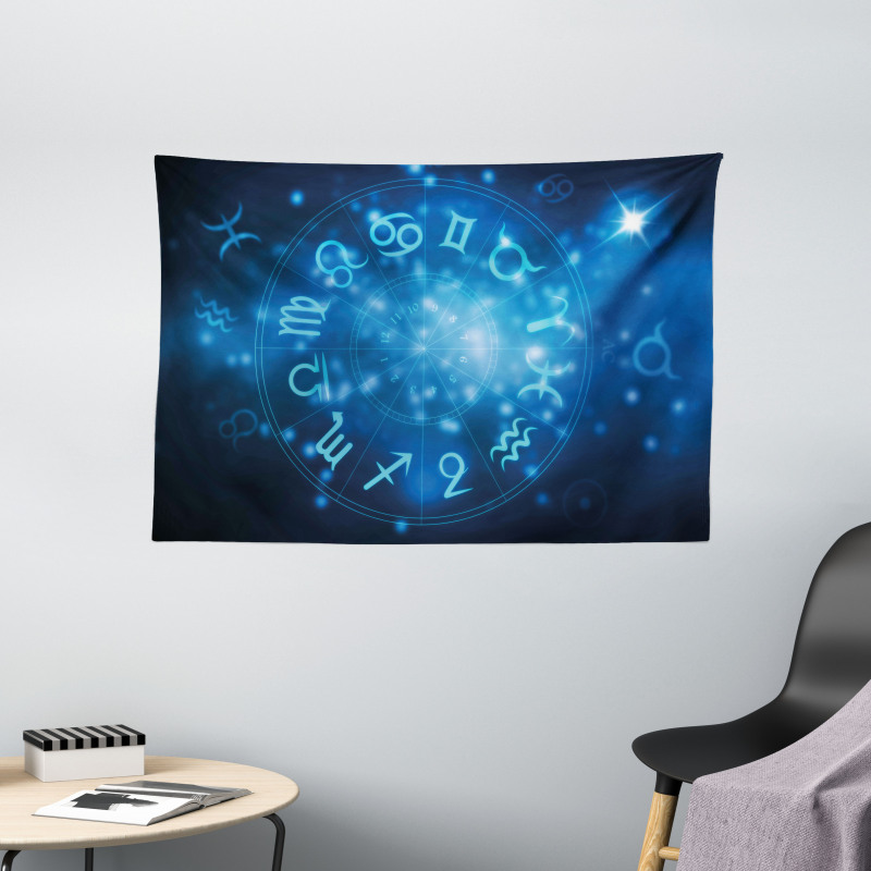 Horoscope Wheel Signs Wide Tapestry