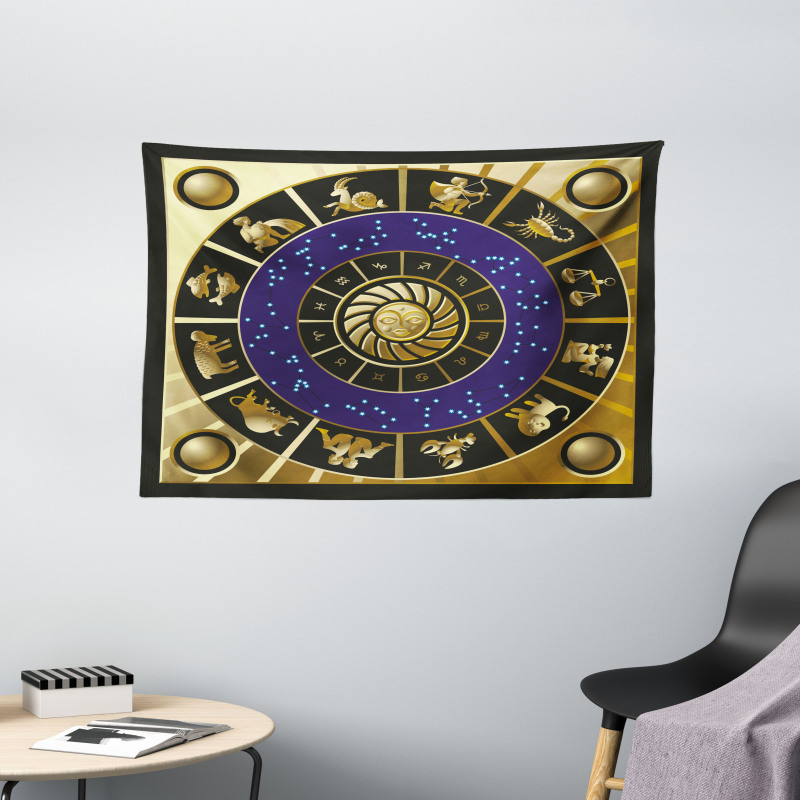 Zodiac Horoscope Art Wide Tapestry