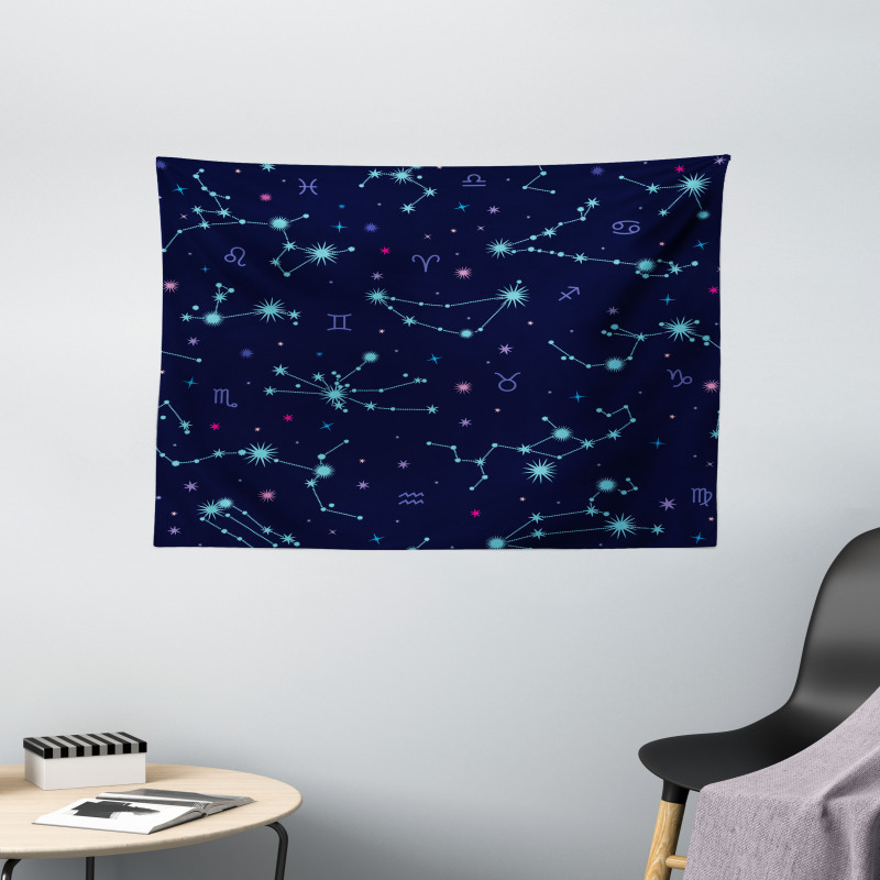 Horoscope Sign Dots Wide Tapestry