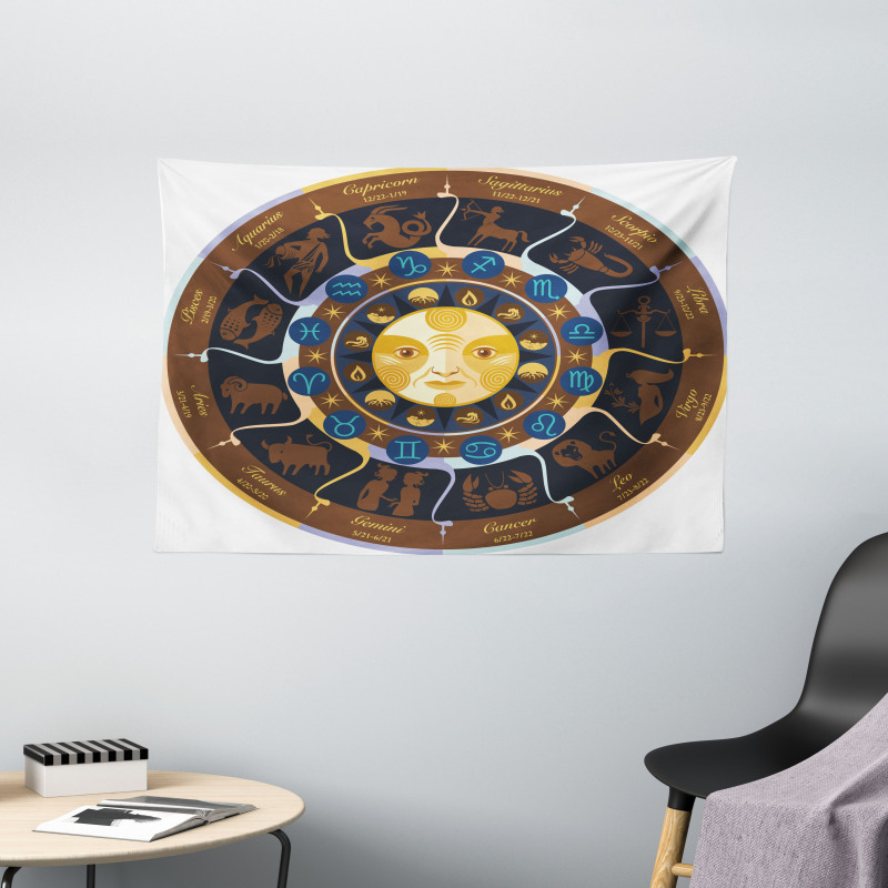 Aries Taurus Gemini Wide Tapestry