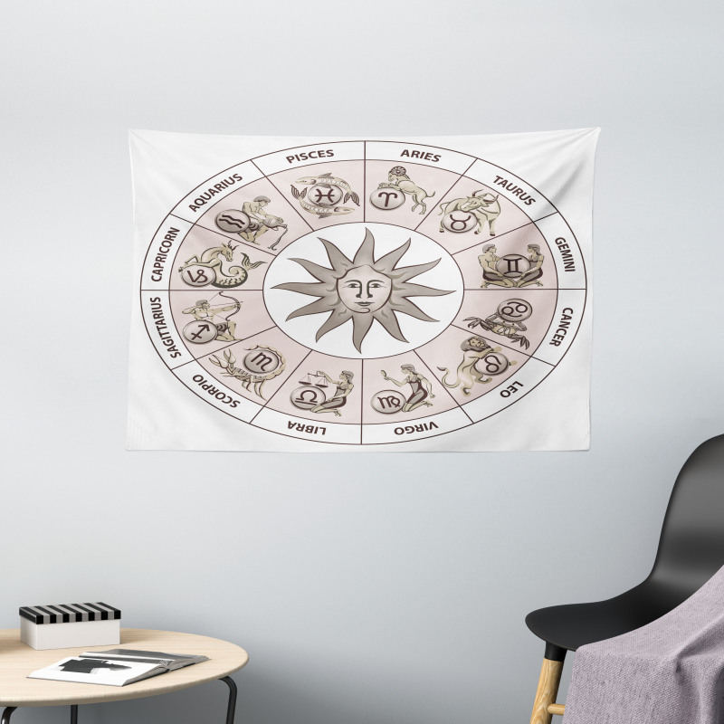 Circle of Zodiac Sign Wide Tapestry
