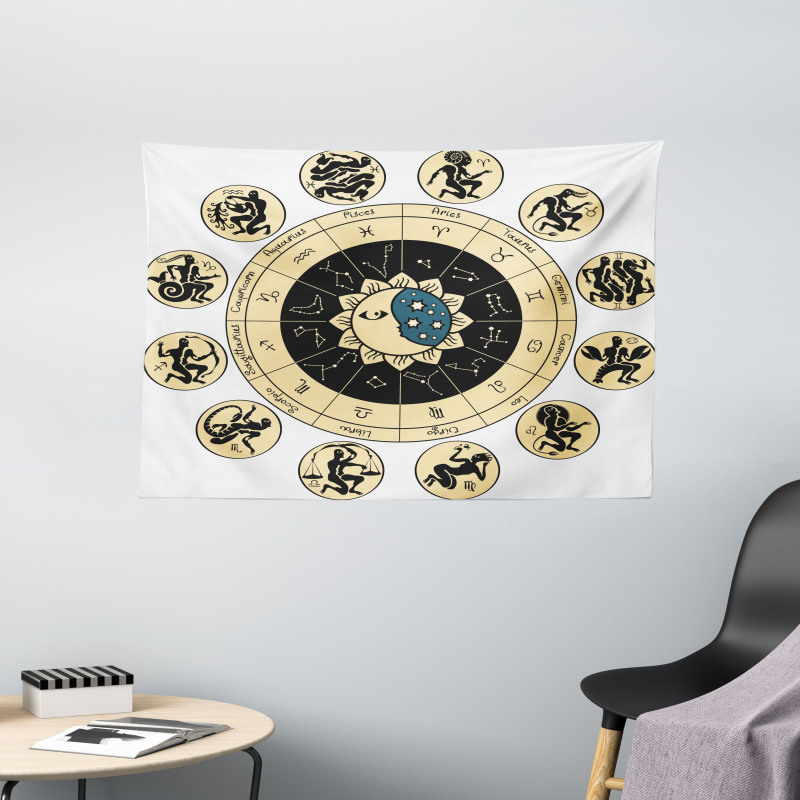 Zodiac Chart Wide Tapestry