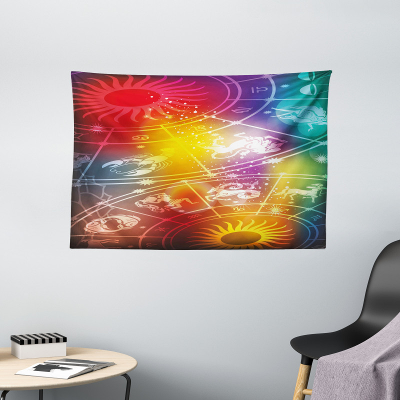 Rainbow Colored Chart Wide Tapestry
