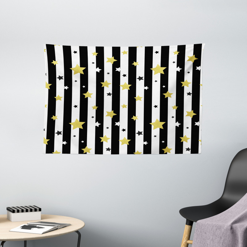 Vertical Lines Stars Wide Tapestry