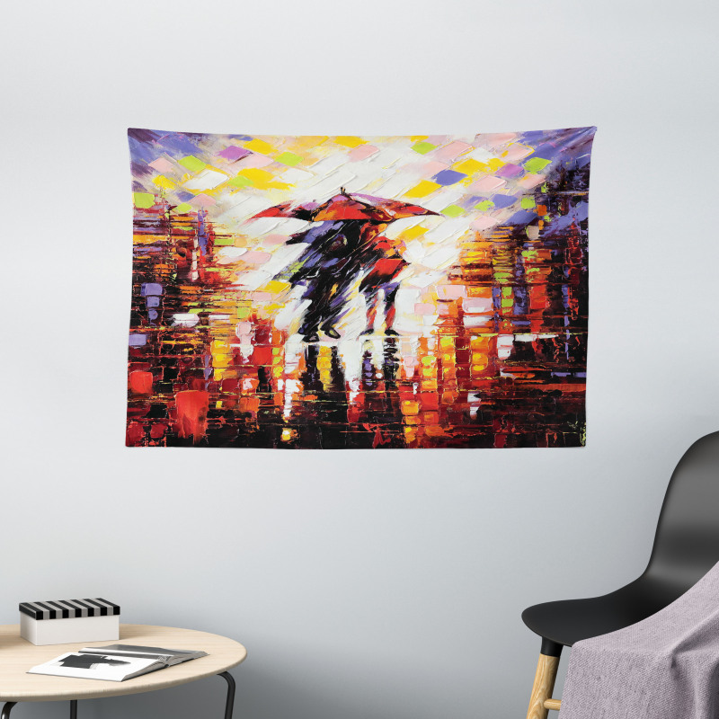 Romantic Painting Couple Wide Tapestry