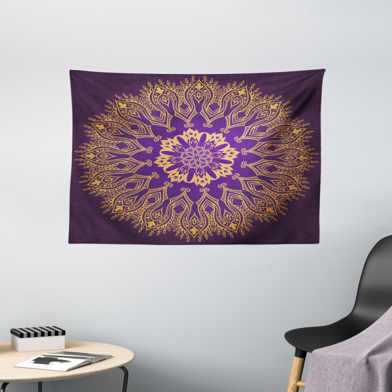Round Folkloric Pattern Wide Tapestry