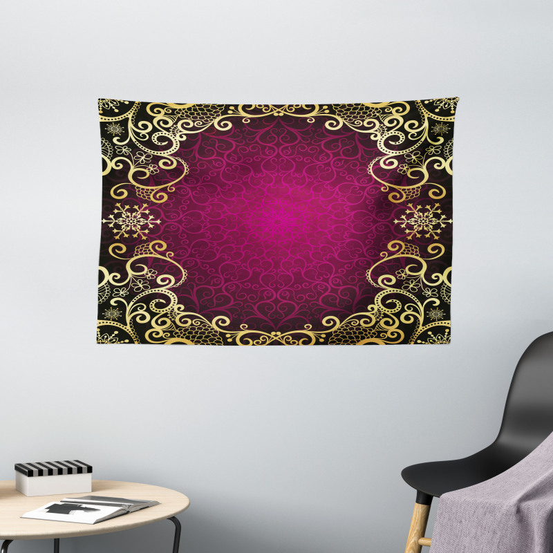 Purple Frame Curls Wide Tapestry