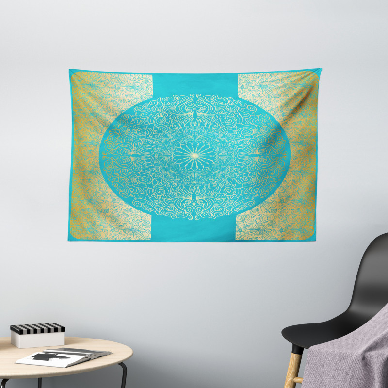 Vibrant Exotic Motifs Wide Tapestry