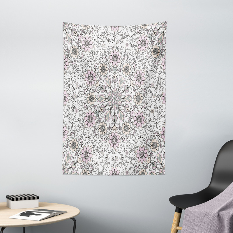 Flower Swirls Doily Style Tapestry