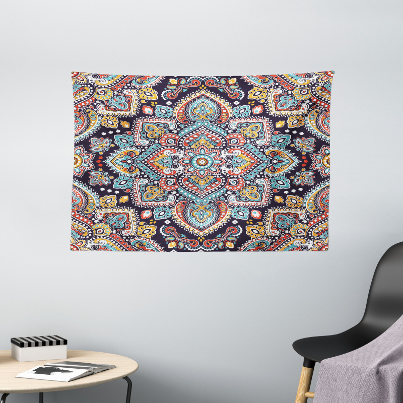 Vintage Boho Art Wide Tapestry