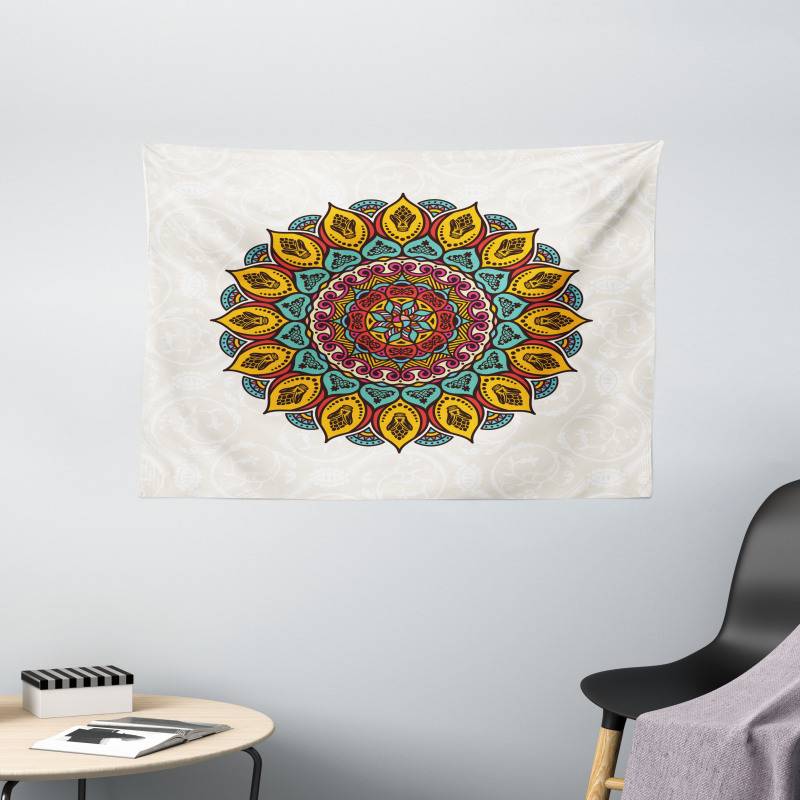 Mandala Vintage Elements Wide Tapestry