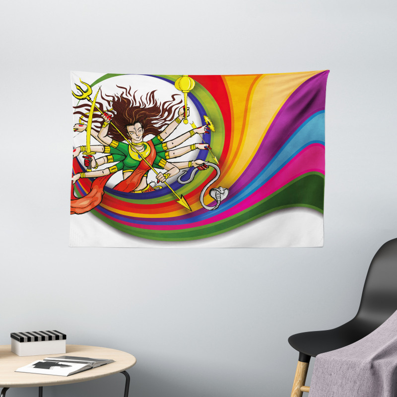 Rainbow Circle Snake Wide Tapestry