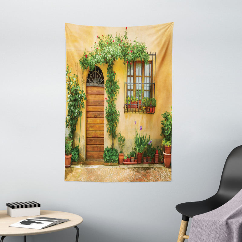 Plants and House Door Tapestry