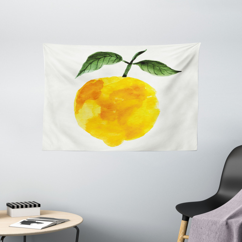 Watercolor Lemon Wide Tapestry