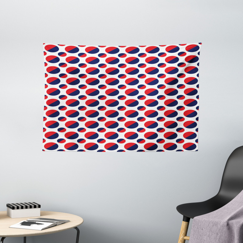 Red Circles Rounds Wide Tapestry
