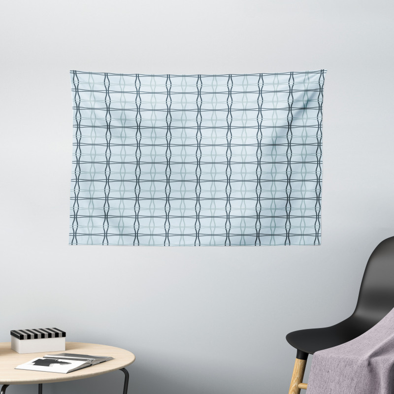 Square Wavy Lines Patterns Wide Tapestry
