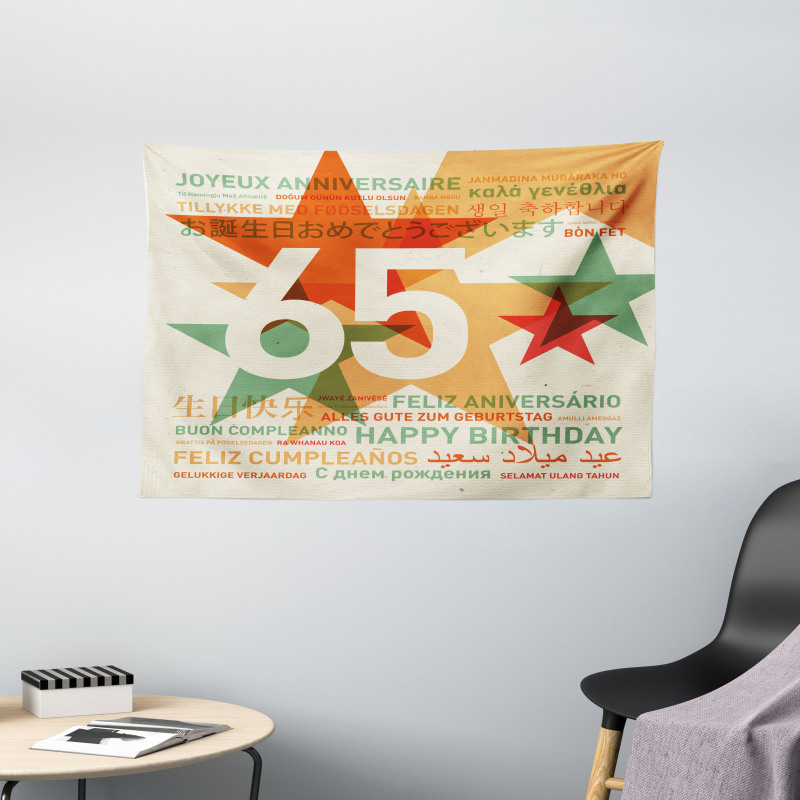 Birthday Languages Wide Tapestry
