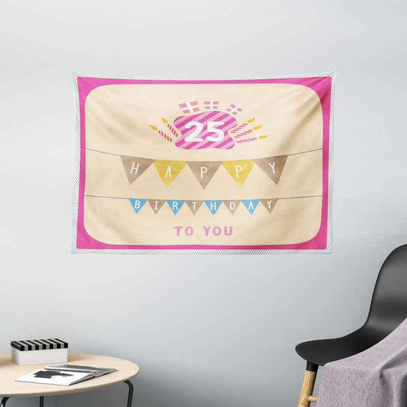 Flags Pink Frame Wide Tapestry