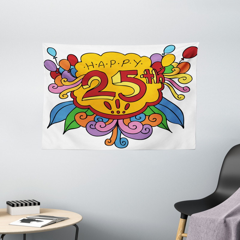 Floral Balloon Wide Tapestry