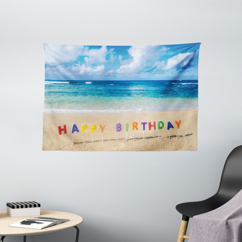 Happy Birthday Sign Wide Tapestry