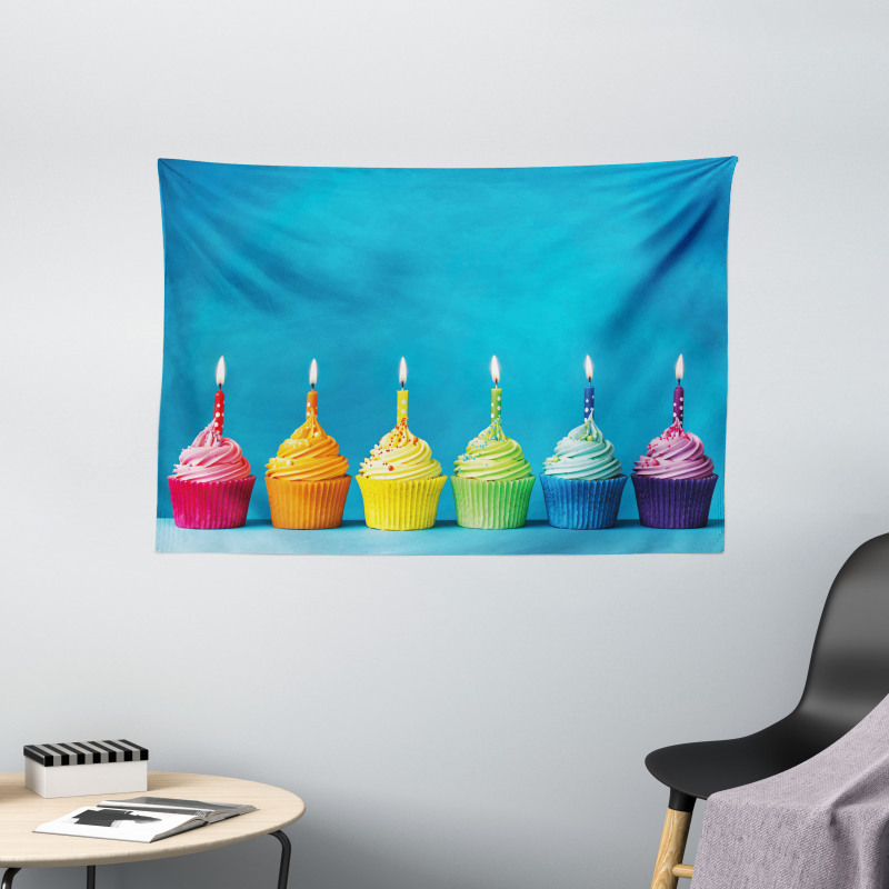 Cupcakes Party Food Wide Tapestry