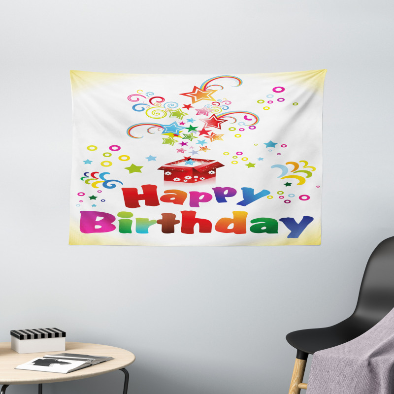 Surprise Gift Stars Wide Tapestry