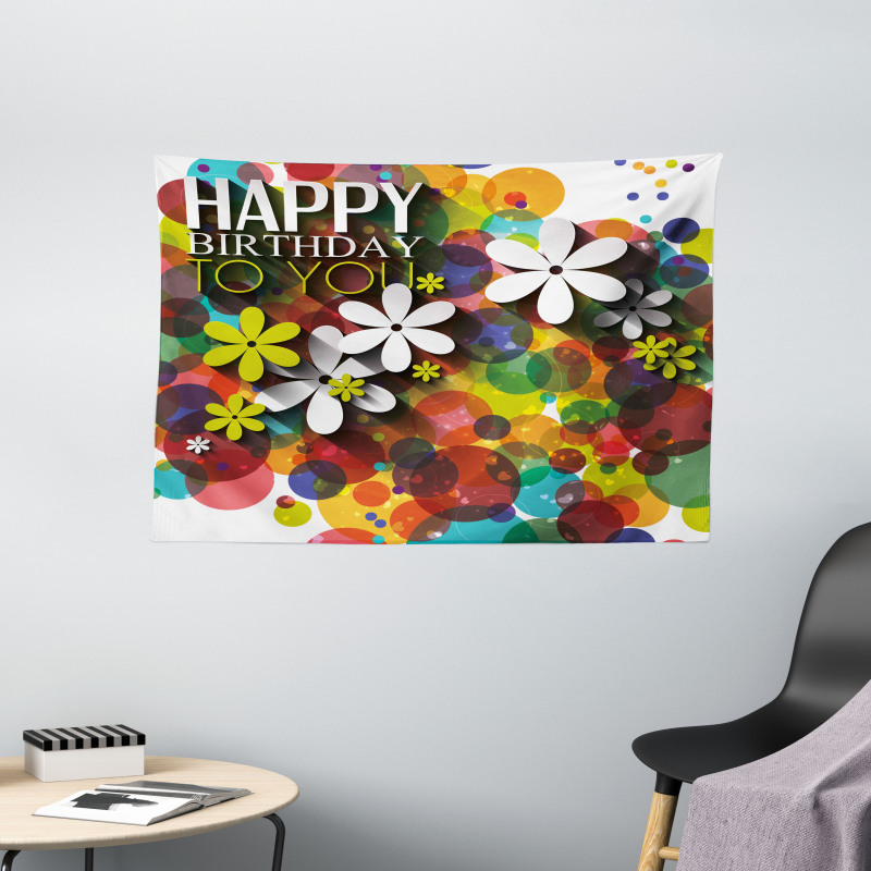 Daisies Dots Best Wish Wide Tapestry