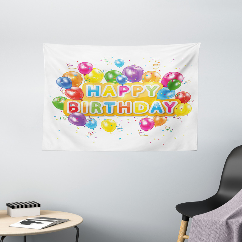 Vivid Birthday Balloon Wide Tapestry