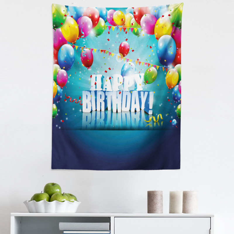 Parti Mikrofiber Duvar Halısı Balonlu Doğum Günü