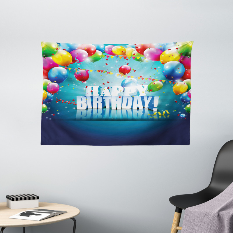 Surprise Party 3D Text Wide Tapestry