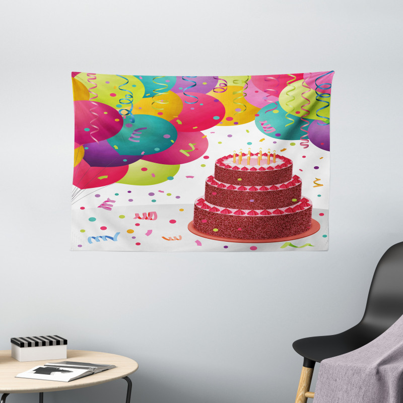 Birthday Cake Celebration Wide Tapestry