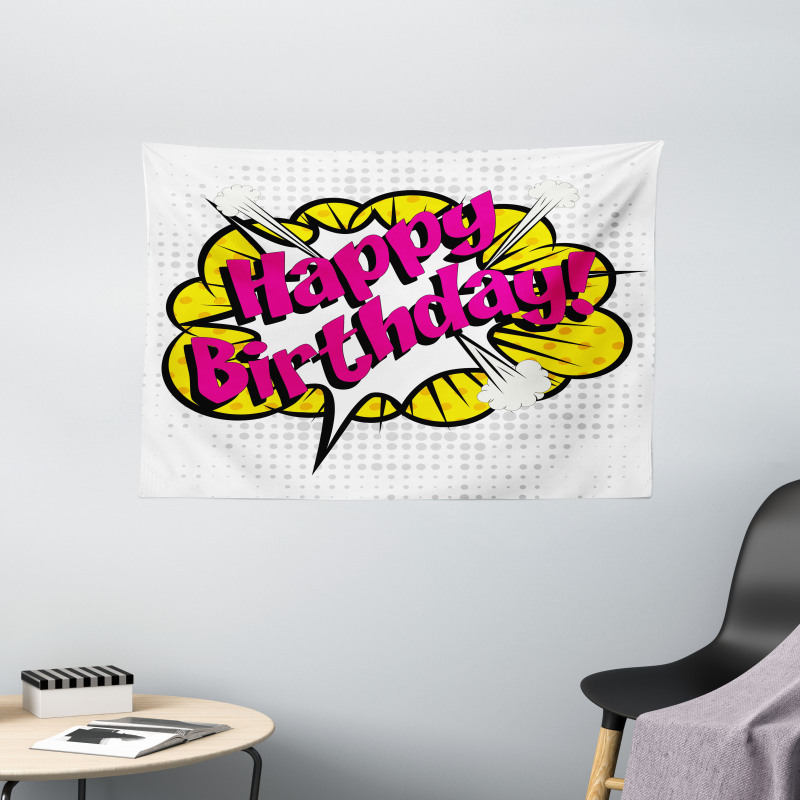 Pop Art Greeting Dots Wide Tapestry
