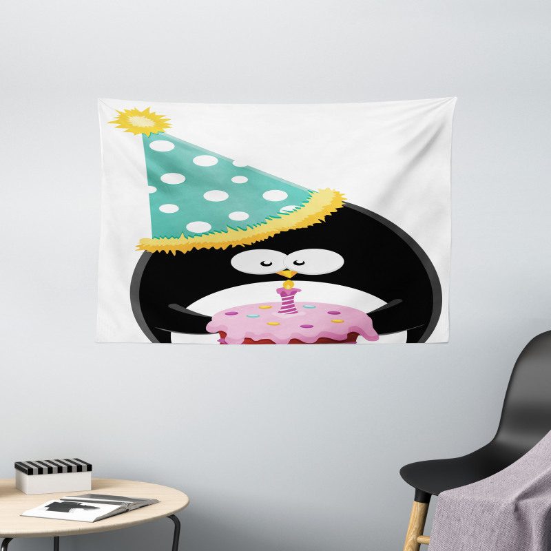 Party Hat Cake Newborn Wide Tapestry