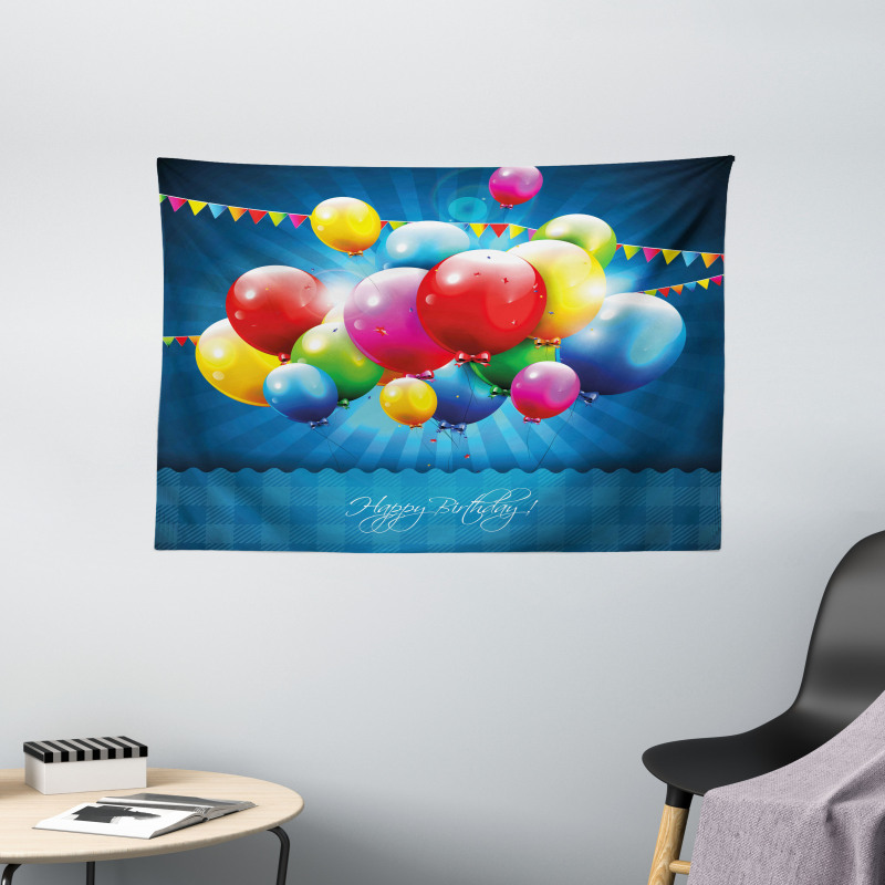 Vibrant Colored Balloons Wide Tapestry