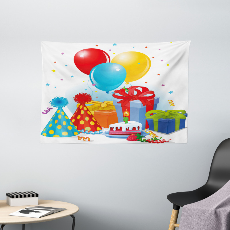 Pie Hats Presents Ballons Wide Tapestry