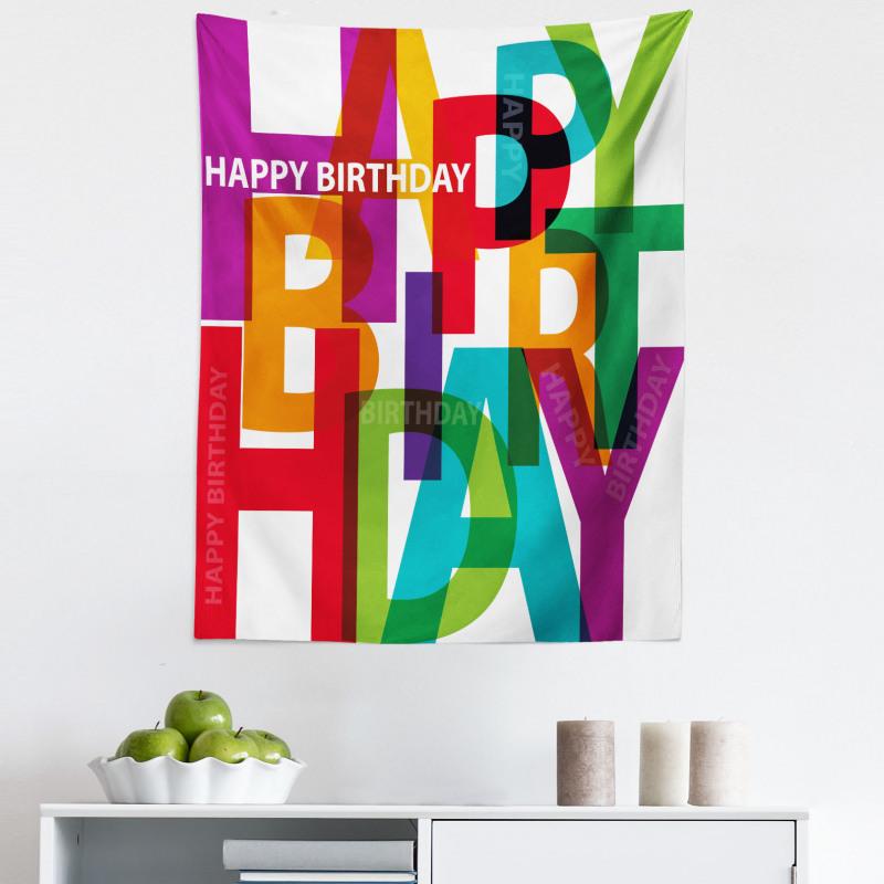 Doğum Günü Mikrofiber Duvar Halısı Rengarenk Yaş Günü
