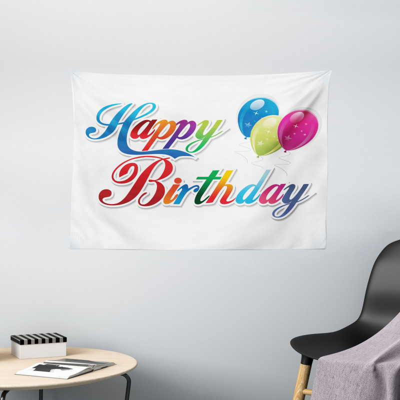 Modern Writing Balloon Wide Tapestry