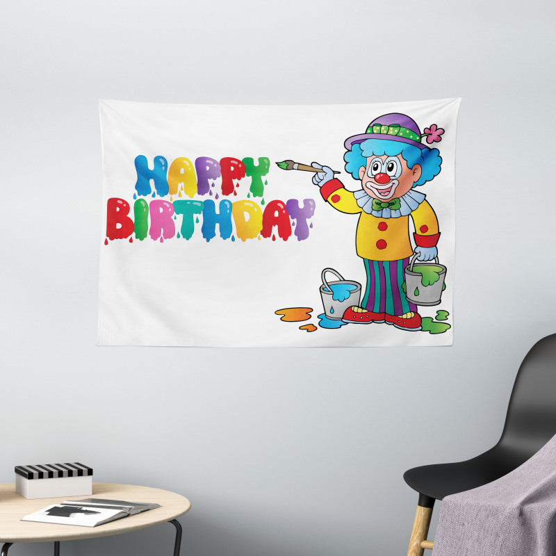 Birthday Party Clown Wide Tapestry