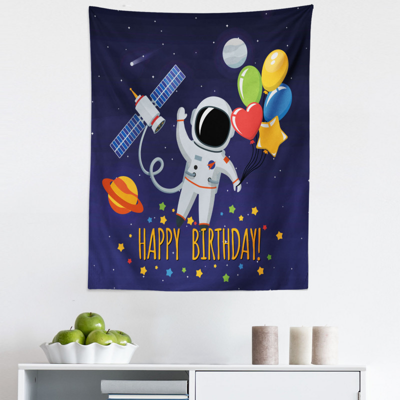 Parti Mikrofiber Duvar Halısı Balonlu Astronot