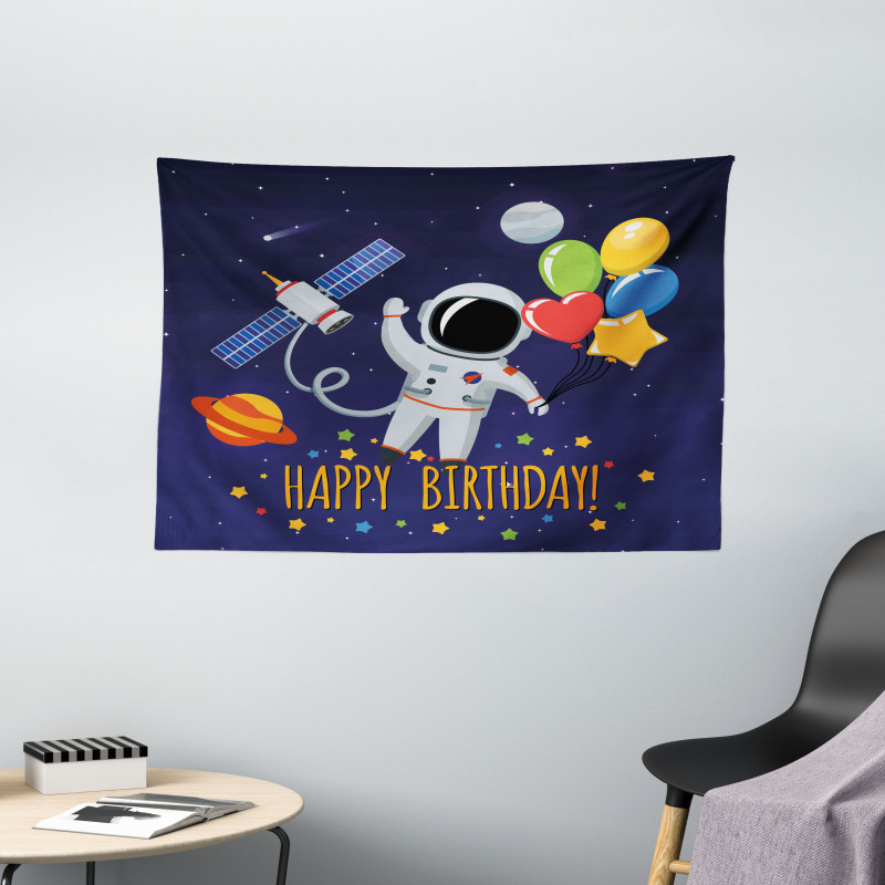 Astronaut Balloon Wide Tapestry