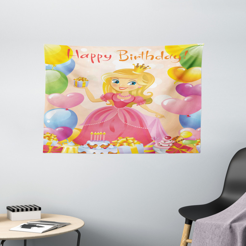 Girl Princess Themed Wide Tapestry