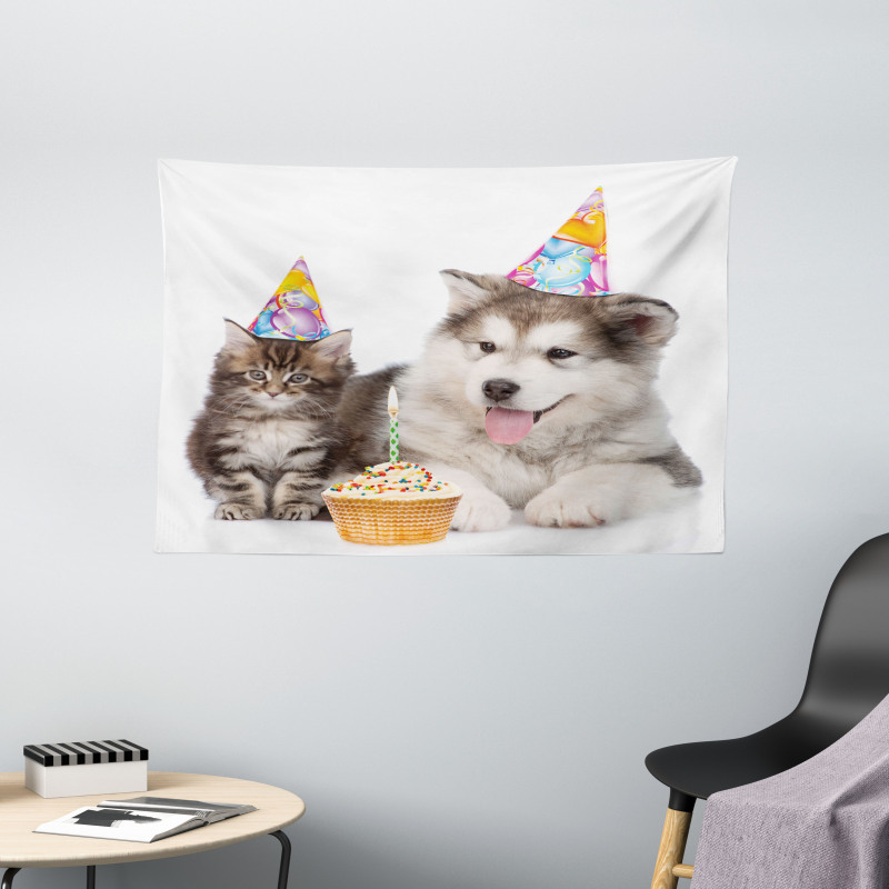 Birthday Party Cones Wide Tapestry