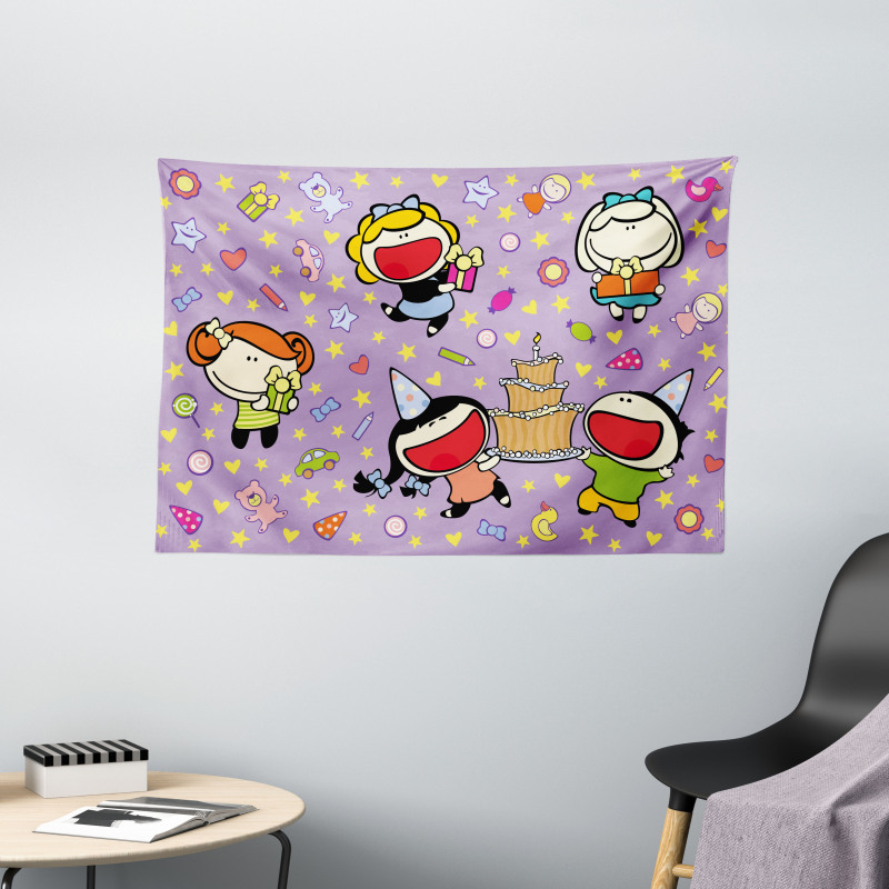 Children Birthday Wide Tapestry