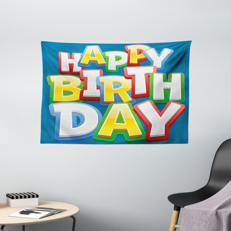 Birthday Lettering Wide Tapestry