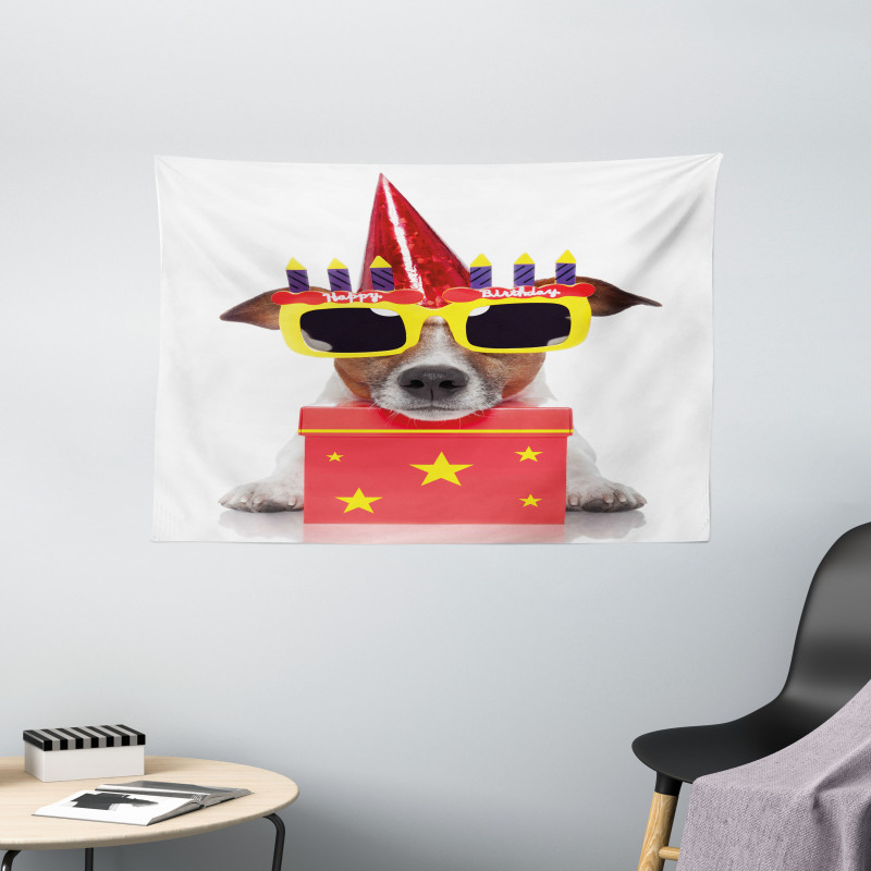 Party Dog Sunglasses Wide Tapestry