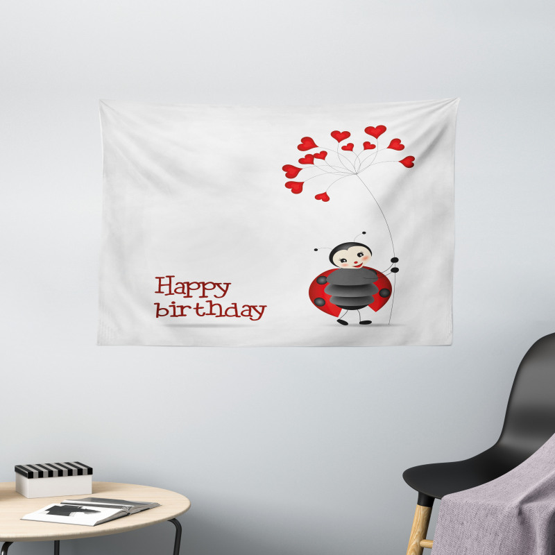 Birthday Ladybug Wide Tapestry