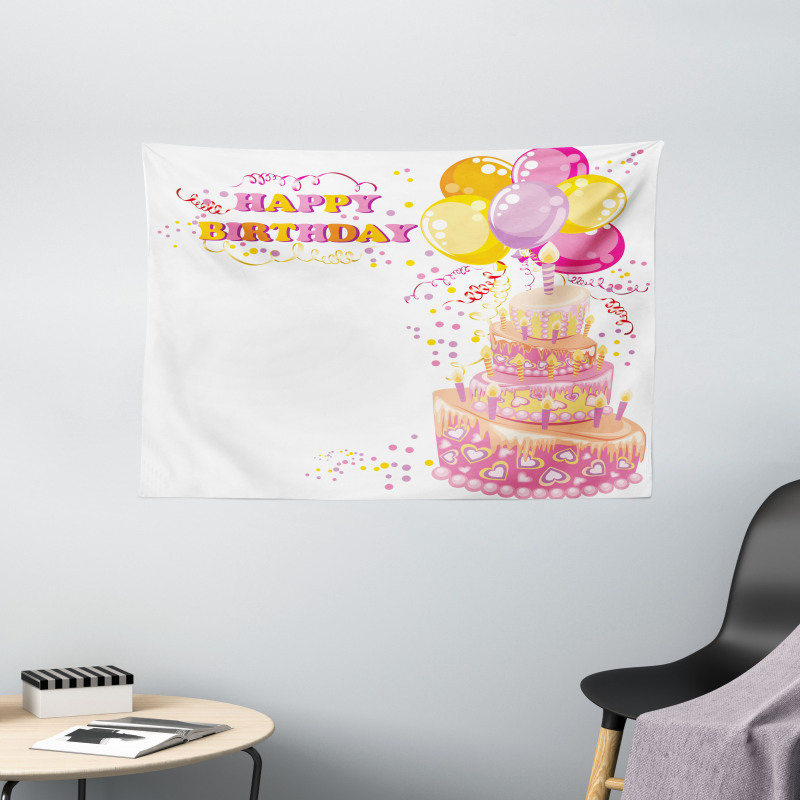 Girl Theme Cake Wide Tapestry