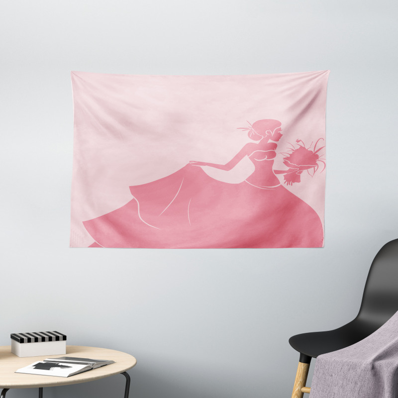 Pink Wedding Dress Wide Tapestry