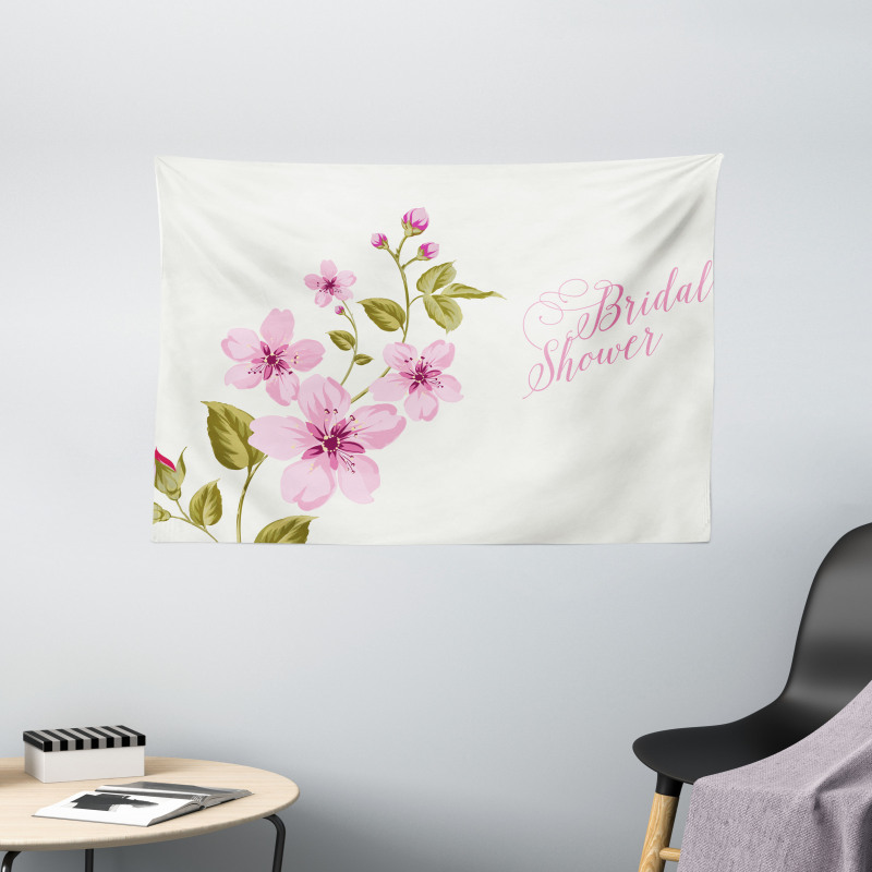 Spring Bridal Flowers Wide Tapestry