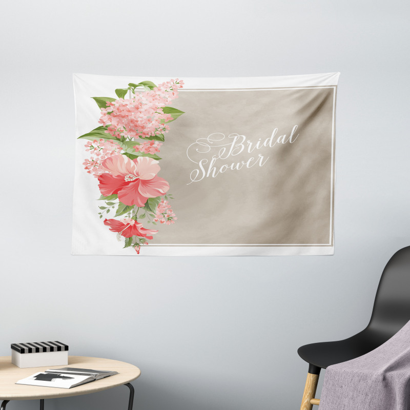 Floral Wedding Frame Wide Tapestry